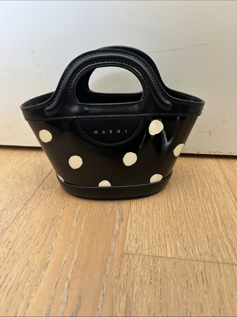 Marni Black and White Polka Dot Mini Tote